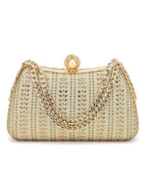 Rhinestone Glitter Clutch Purse Satin Sequin Evening Bag Sparkly Wedding Handbag